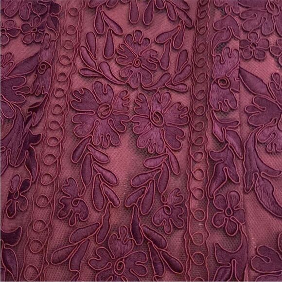 Sue Wong Deep Red Lace Midi Dress, US0 - Picture 6 of 12